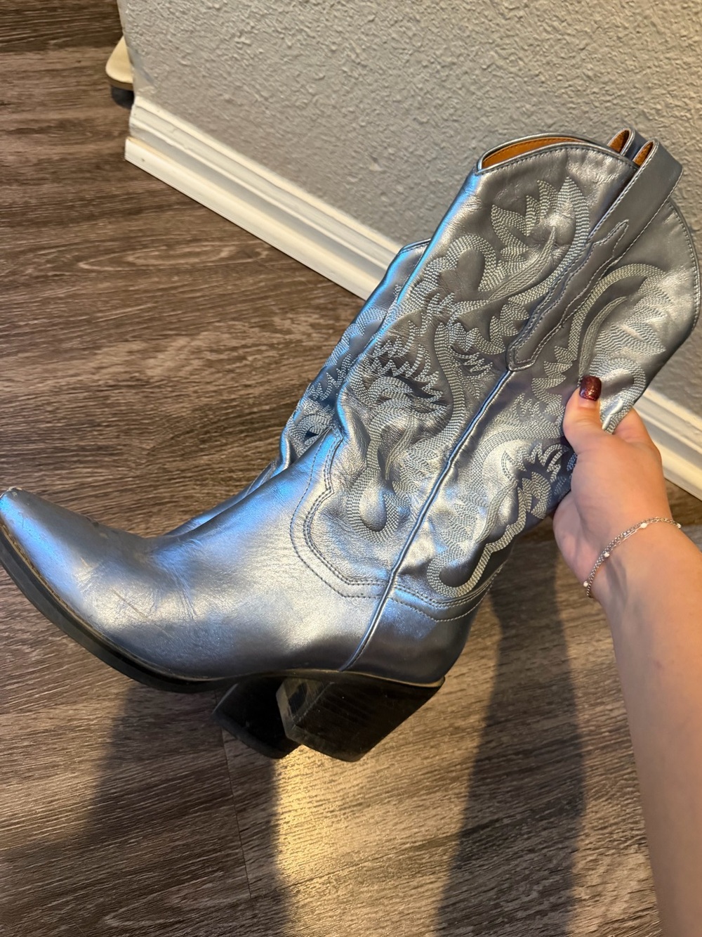Jeffrey Campbell Metallic Silver Western Cowboy Boots